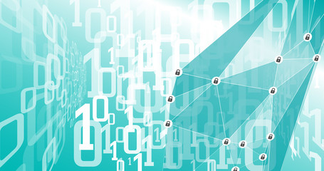 Cyberattack information technology, padlocks and binary code