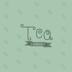 Vector seamless pattern with handmade lettering in pastel colors. Creative typography concept can be used for tea Cup, poster, sticker, packaging, packaging, logo. Green tea Pattern Design
