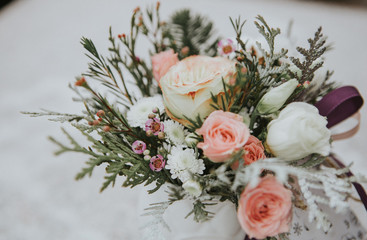 wedding bouquet of white roses