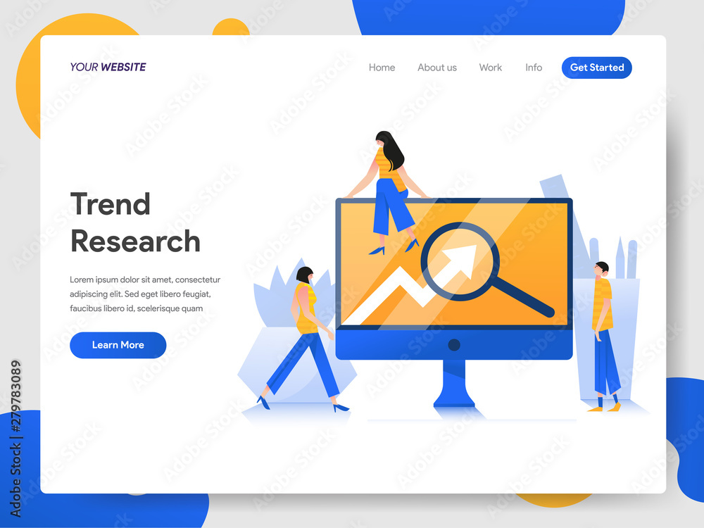Poster landing page template of trend research illustration concept. modern design concept of web page desi