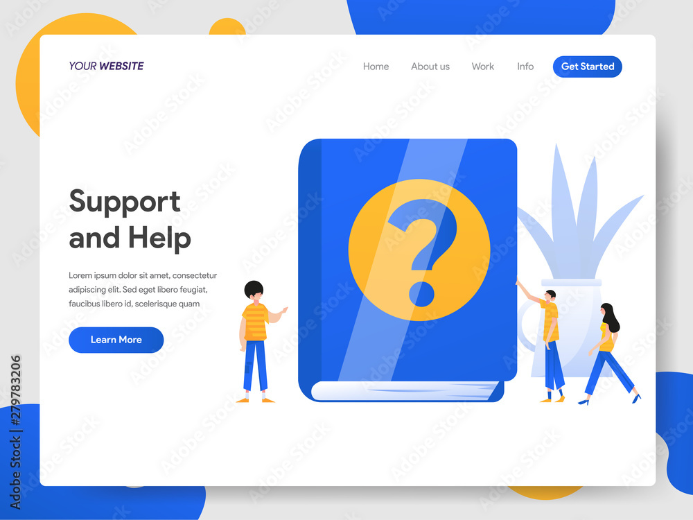 Poster landing page template of support and help illustration concept. modern design concept of web page de