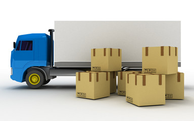 delivery truck concept.3d illustraton