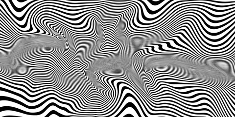 Fototapeta na wymiar Black and white Psychedelic Linear Wavy Backgrounds
