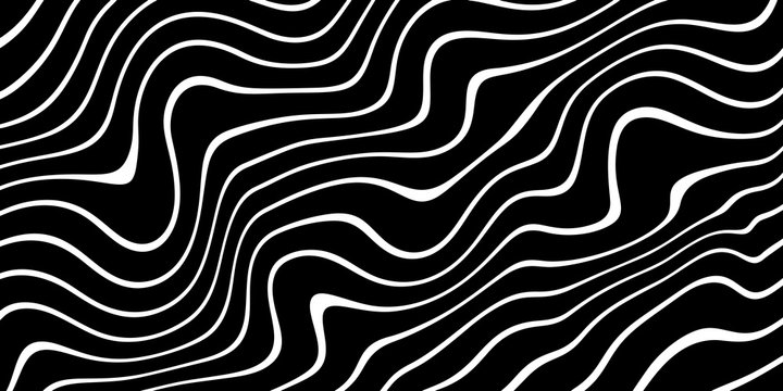 Black and white Psychedelic Linear Wavy Backgrounds
