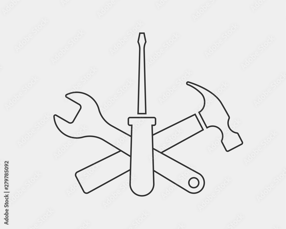 Aufkleber tools vector wrench icon. spanner logo design element. key tool isolated on white background.