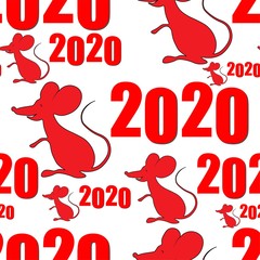 Greeting card template with 2020 year rat seamless for concept design.