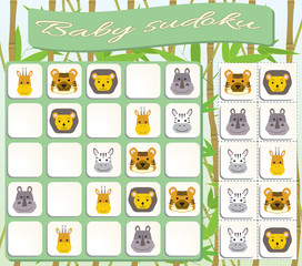 Sudoku for kids with colorful animals images