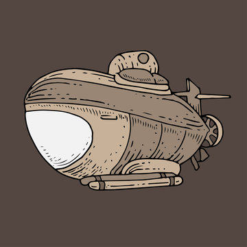 recommend clip art: gray submarine colorful line art
