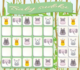 Sudoku for kids with colorful animals images