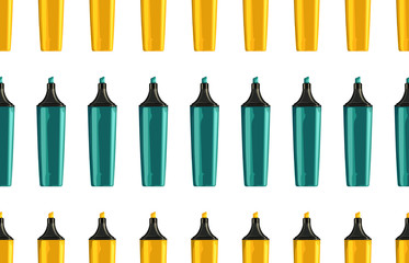 Seamless back to school pattern with colorful markers.