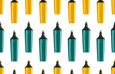 Seamless back to school pattern with colorful markers.