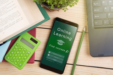 E - learning concept, online education login or registration screen design