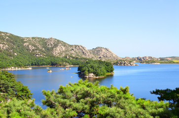 Fototapeta na wymiar Samil lake, Kangwon Province, North Korea (DPRK)
