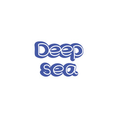 deep sea lettering logo. vector illustration of blue and white color