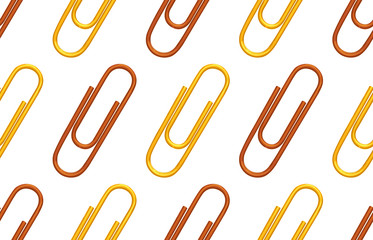 Seamless back to school pattern with colored paper clips.