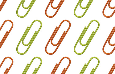 Seamless back to school pattern with colored paper clips.