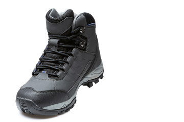 male shoe as if striding, autumn shoes, on a white background, isolate