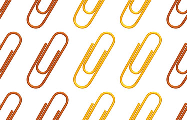 Seamless back to school pattern with colored paper clips.