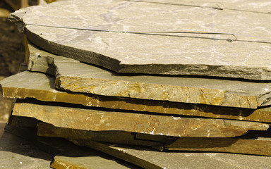 Stone masonry material on construction site