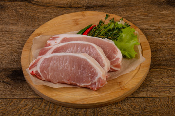 Raw pork steak