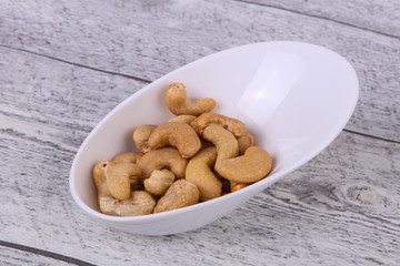 Cashew nuts heap in the bowl
