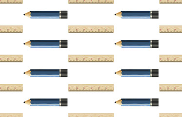 Back to school pattern with pencils and rulers.