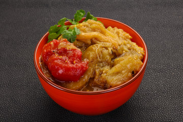 Caucasian cuisine - baked eggplant and tomato