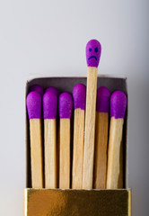 Open matchbox bad mood no positive negative concept
