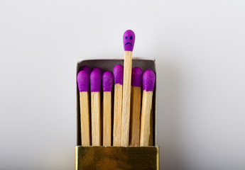 Open matchbox bad mood no positive negative concept