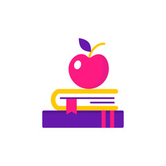 Book and apple vector icon.
