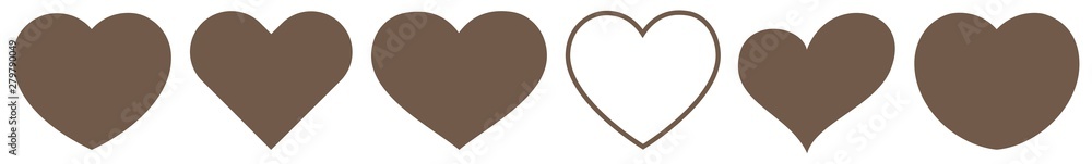 Wall mural heart brown | love | logo | variations