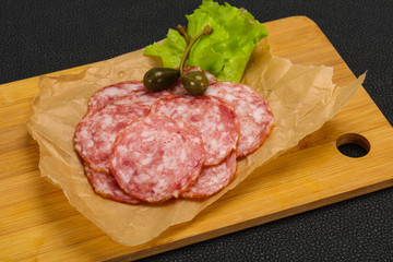 Spanish Salchichon sausage with salad