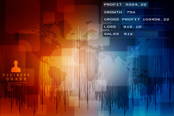 2d rendering Stock market online business concept. business Graph 