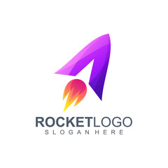 Fototapeta na wymiar letter a rocket logo design vector illustration