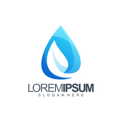 leaf water logo design vector illustration