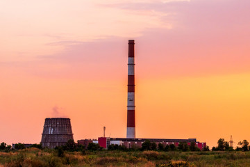 Fototapeta na wymiar Cooling tower of thermal power plant.