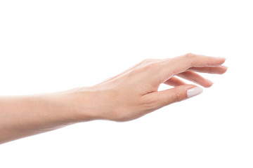 Beautiful model hand isolated on white background