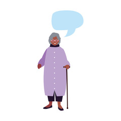 old woman with walking stick