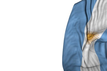 nice national holiday flag 3d illustration. - Argentina flag with large folds lying flat in left side isolated on white