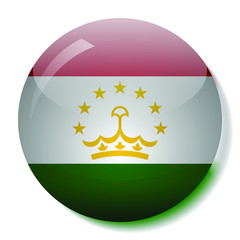 Obraz premium Tajikistan flag glass button vector illustration