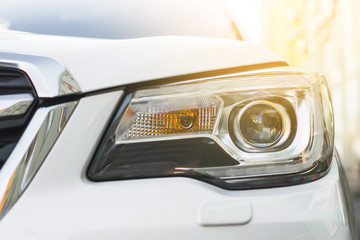 Modern led headlight of white auto