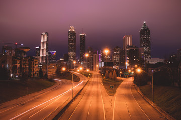 Obraz na płótnie Canvas Atlanta city night panoramic view skyline, Georgia, USA