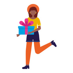 woman holding gift box birthday celebration