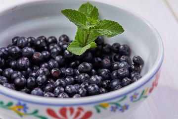 fresh blueberries in the bowl