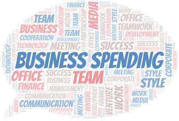 Business Spending word cloud. Collage made with text only.