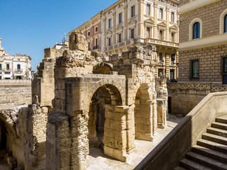 Fototapeta premium Old Town and Roman Amphitheater, Lecce, Apulia, Southern Italy, Italy
