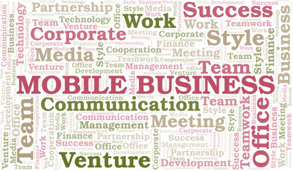Obraz premium Mobile Business word cloud. Collage made with text only.