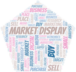 Obraz premium Market Display word cloud. Vector made with text only.