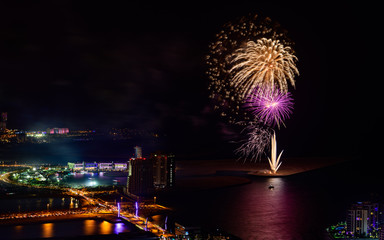 Bahrain National Day fireworks at Water Garden City, Manama, Bahrain.