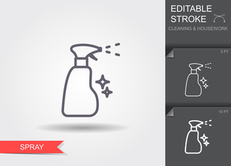 Spray bottle. Line icon with editable stroke with shadow